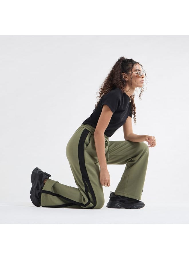 Panelled Track Pants with Drawstring Closure and Pockets