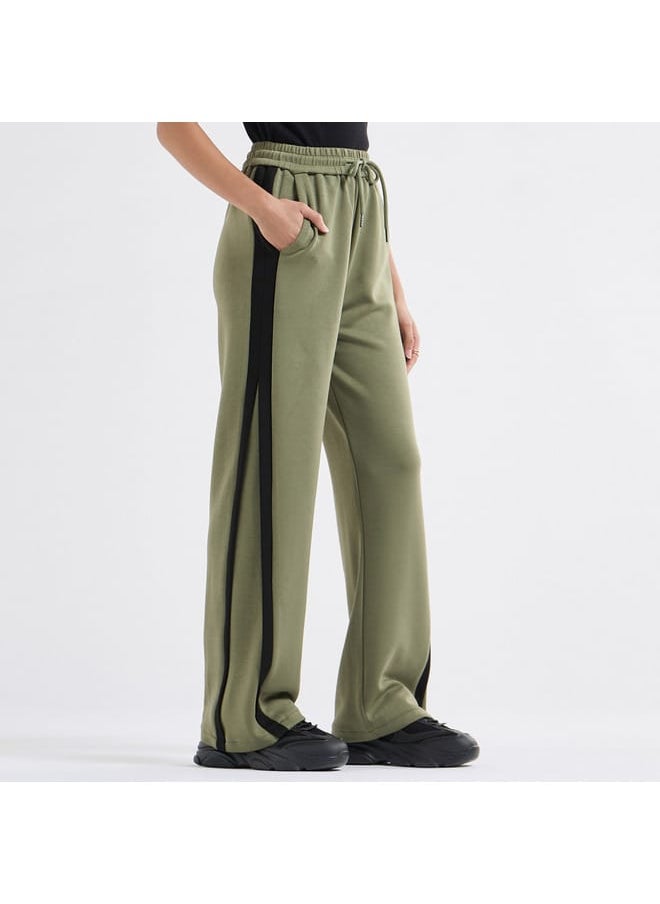 Panelled Track Pants with Drawstring Closure and Pockets