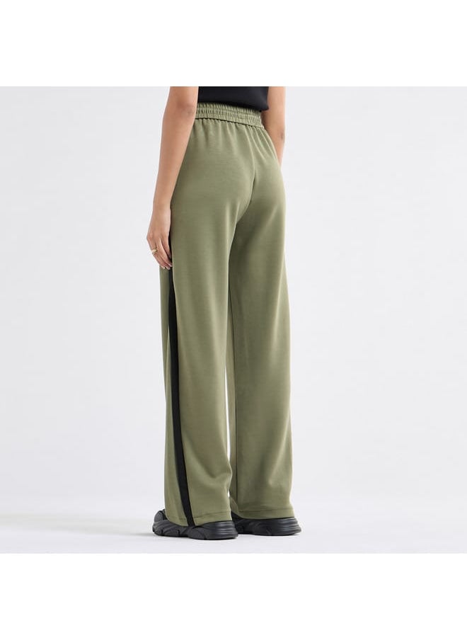 Panelled Track Pants with Drawstring Closure and Pockets