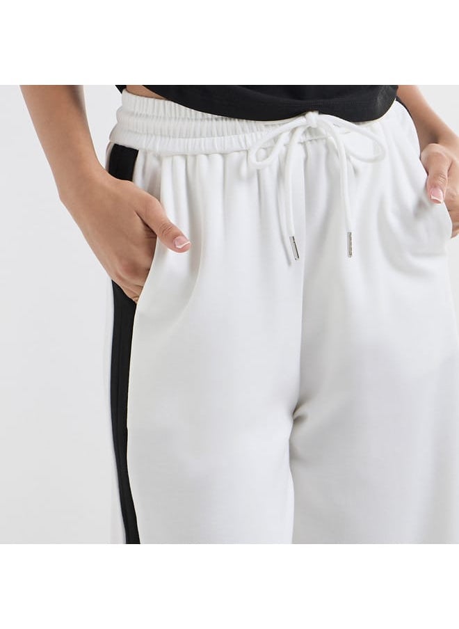 Panelled Track Pants with Drawstring Closure and Pockets