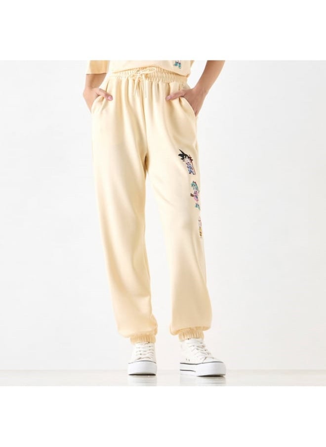 Dragon Ball Z Print Joggers with Drawstring Closure and Pockets