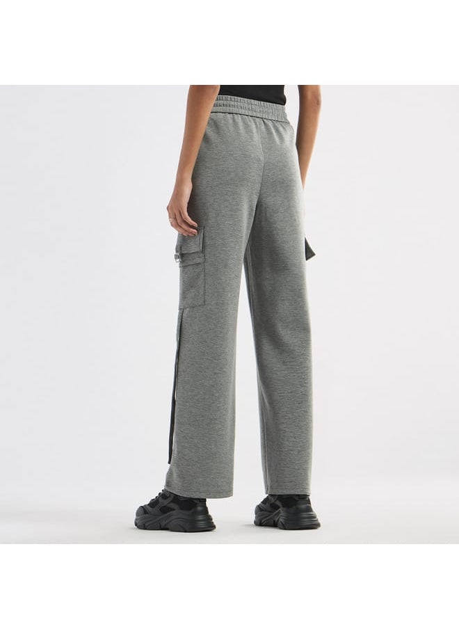 Solid Cargo Track Pants with Drawstring Closure