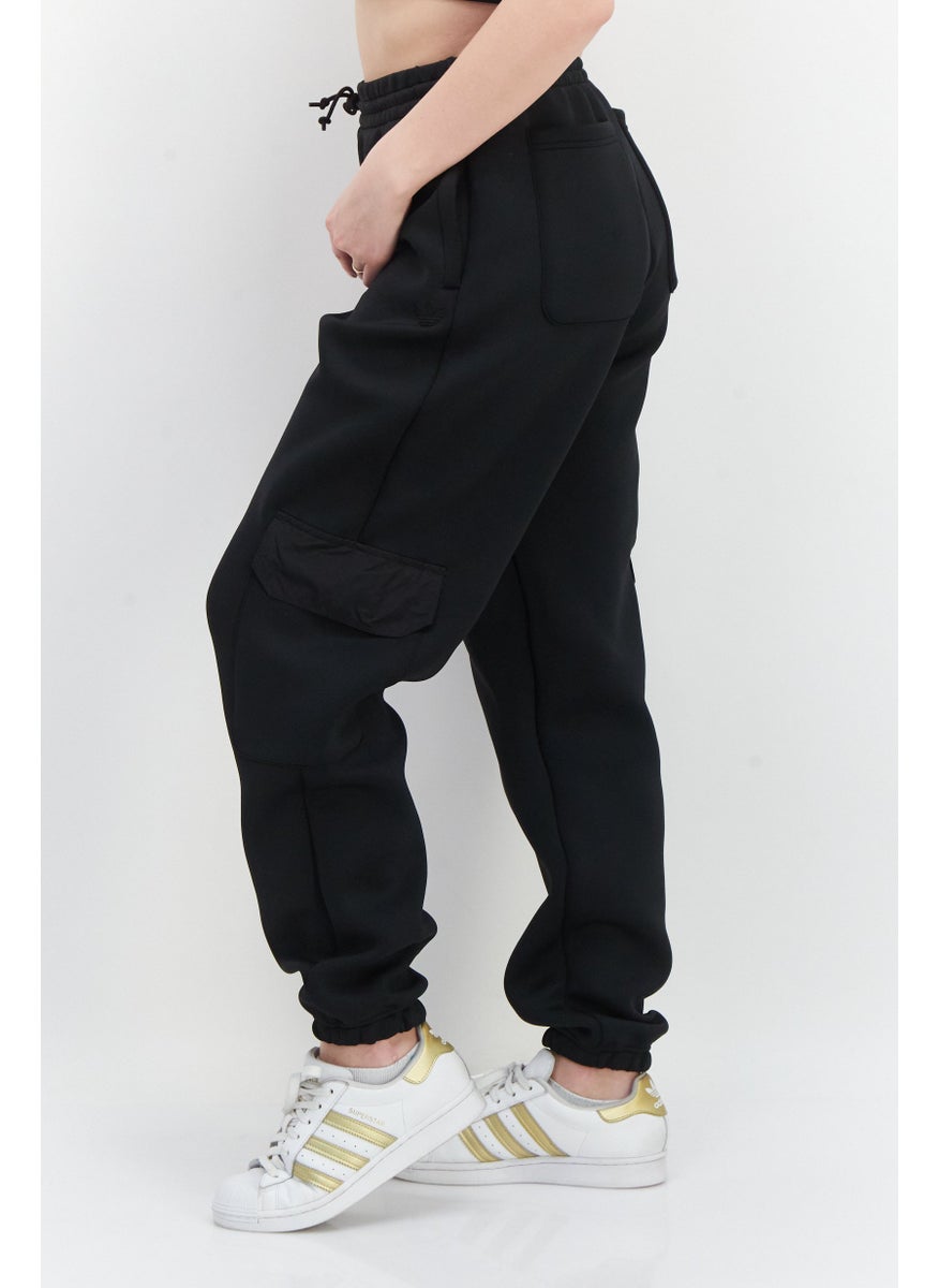 Women Sportswear Fit Drawstring Outdoor Track Pants, Black