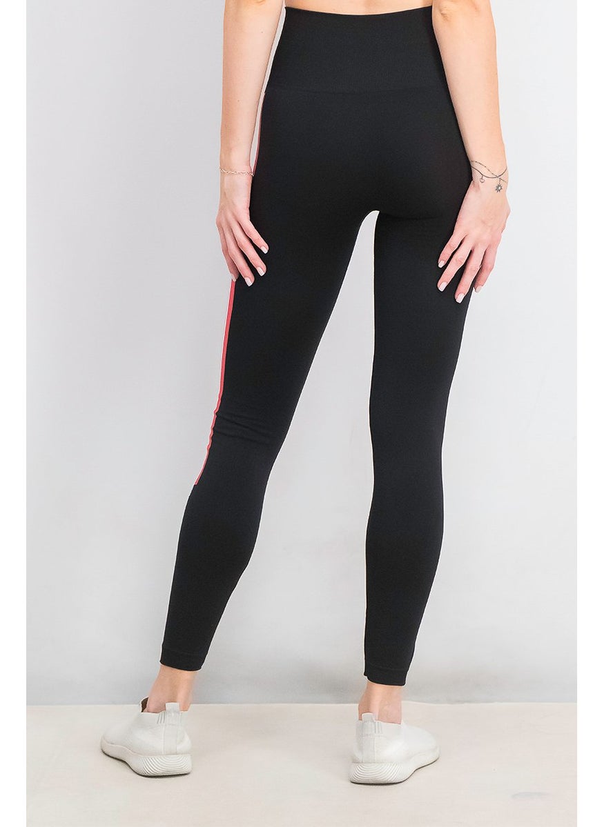 Women Sportswear Fit Training Leggings, Black and Red and White