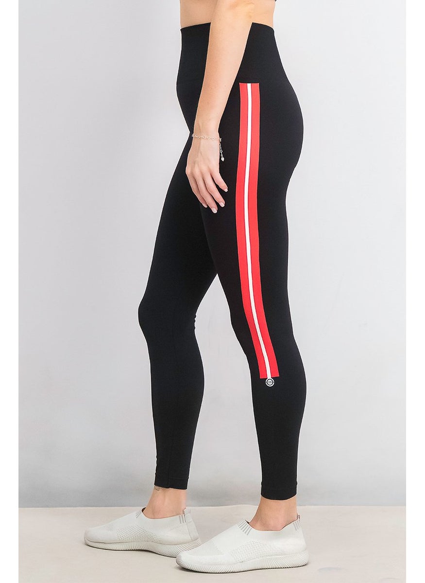 Women Sportswear Fit Training Leggings, Black and Red and White