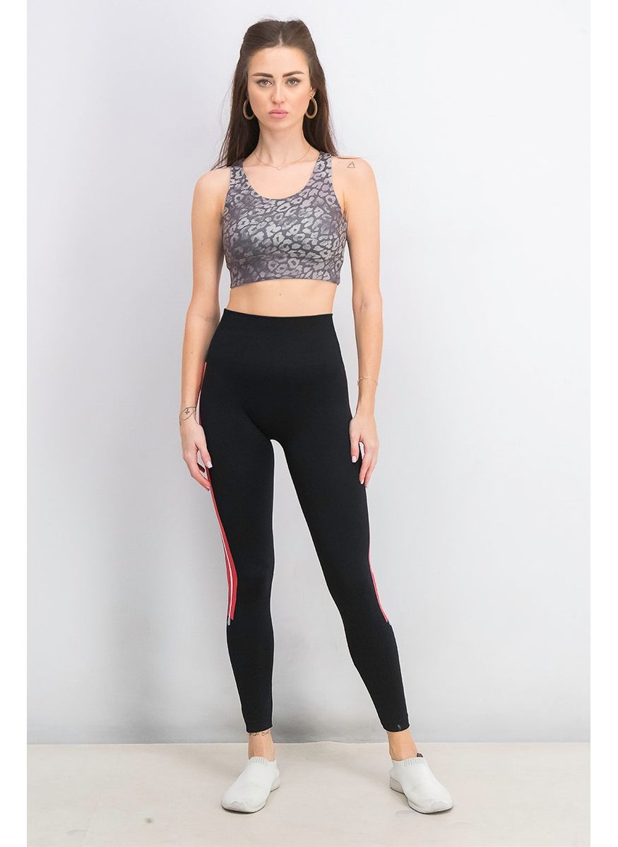 Women Sportswear Fit Training Leggings, Black and Red and White