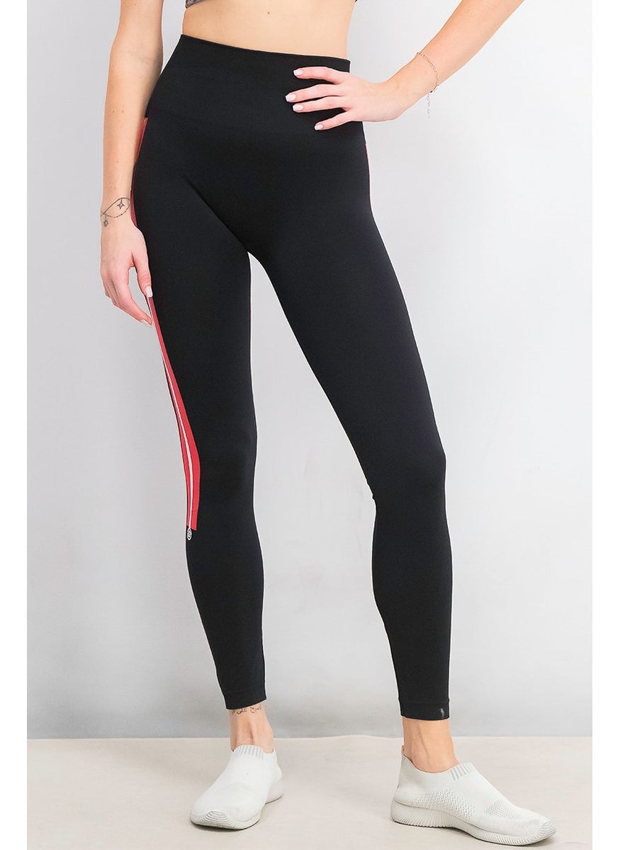 Women Sportswear Fit Training Leggings, Black and Red and White