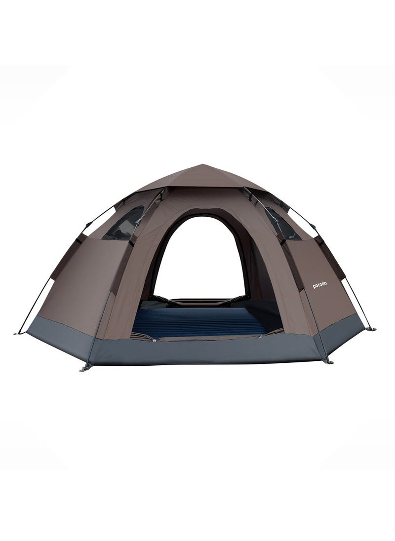 Porodo Lifestyle 4-Person Easy Pop-Up Automatic Camping Tent - Light Brown