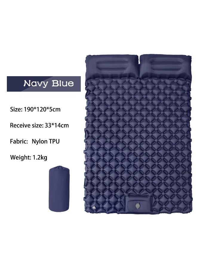 190*120*5cm Outdoor Portable Double Inflatable Mattress for Camping and Travel, Moisture-Proof Car Bed