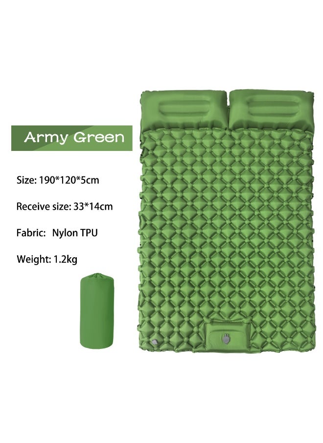 190*120*5cm Outdoor Portable Double Inflatable Camping Sleeping Pad - Moisture-Proof Travel Mattress for Car Use