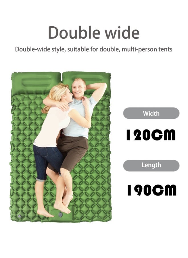 190*120*5cm Outdoor Portable Double Inflatable Camping Sleeping Pad - Moisture-Proof Travel Mattress for Car Use