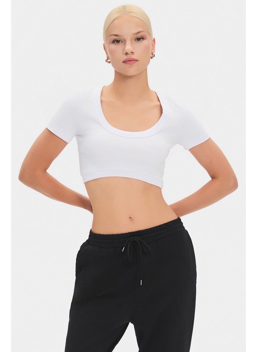 Women's Cotton Twill Crop T-Shirt Short Sleeve