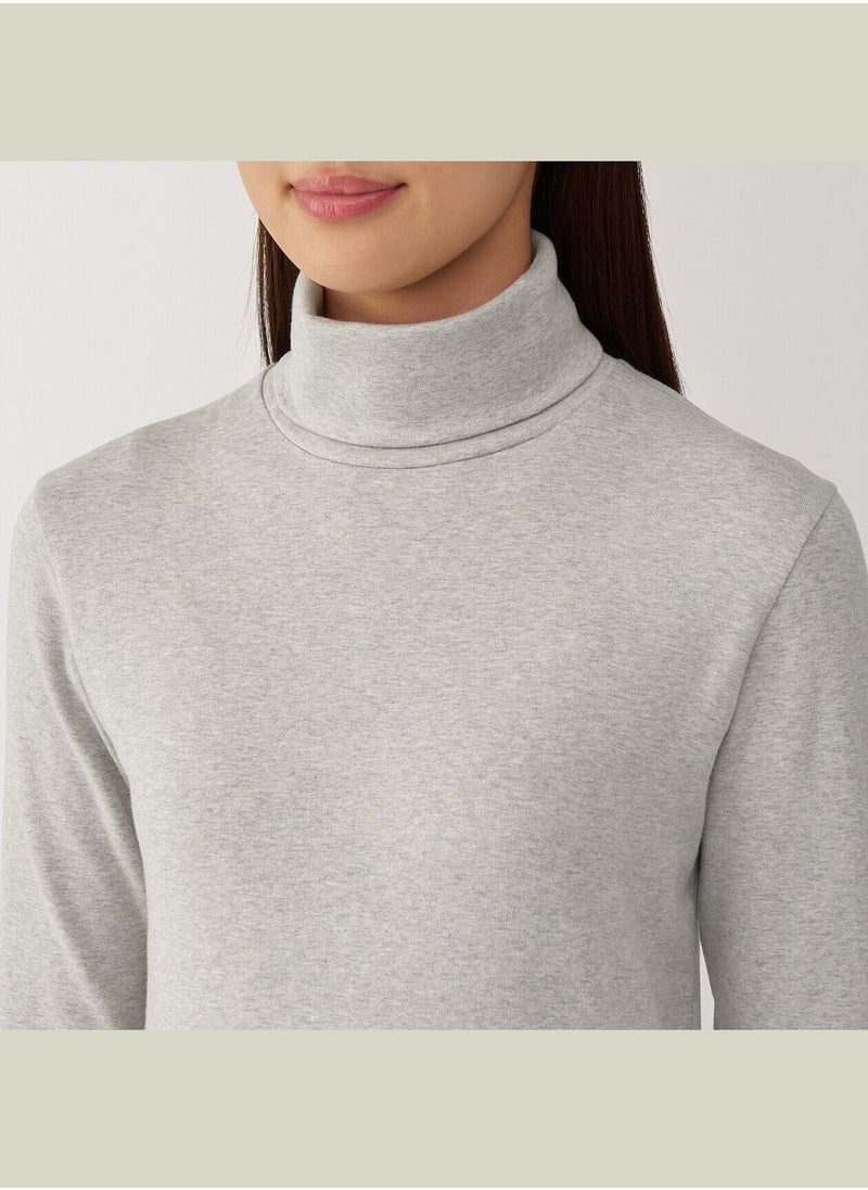 Brushed Ribbed Turtle Neck Long Sleeve T-Shirt