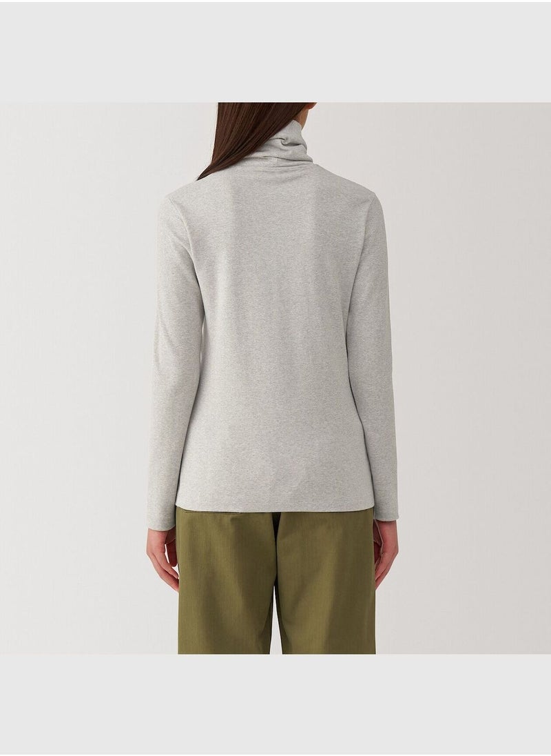 Brushed Ribbed Turtle Neck Long Sleeve T-Shirt