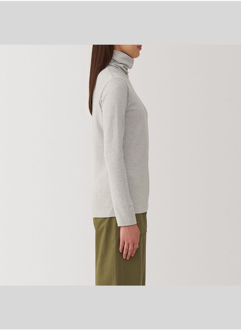 Brushed Ribbed Turtle Neck Long Sleeve T-Shirt