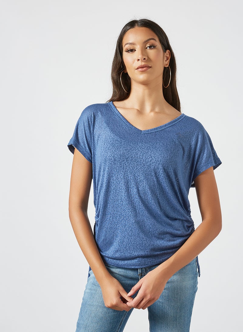 Side Drawcord T-Shirt Blue