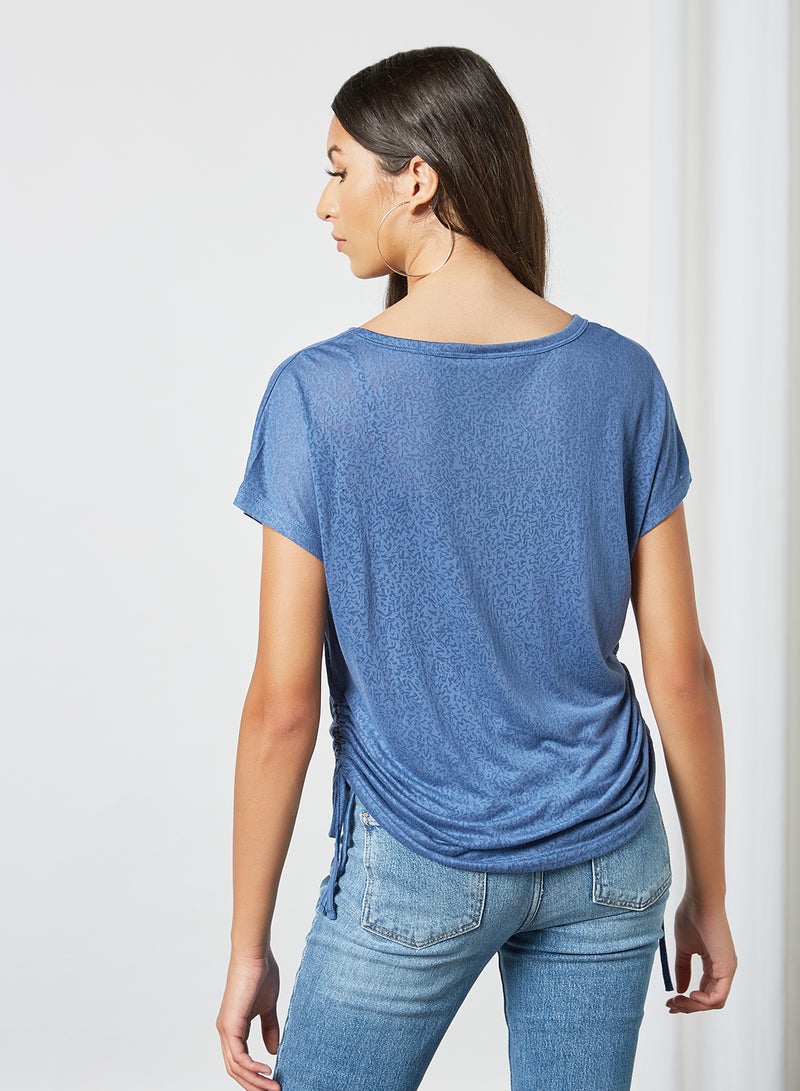 Side Drawcord T-Shirt Blue