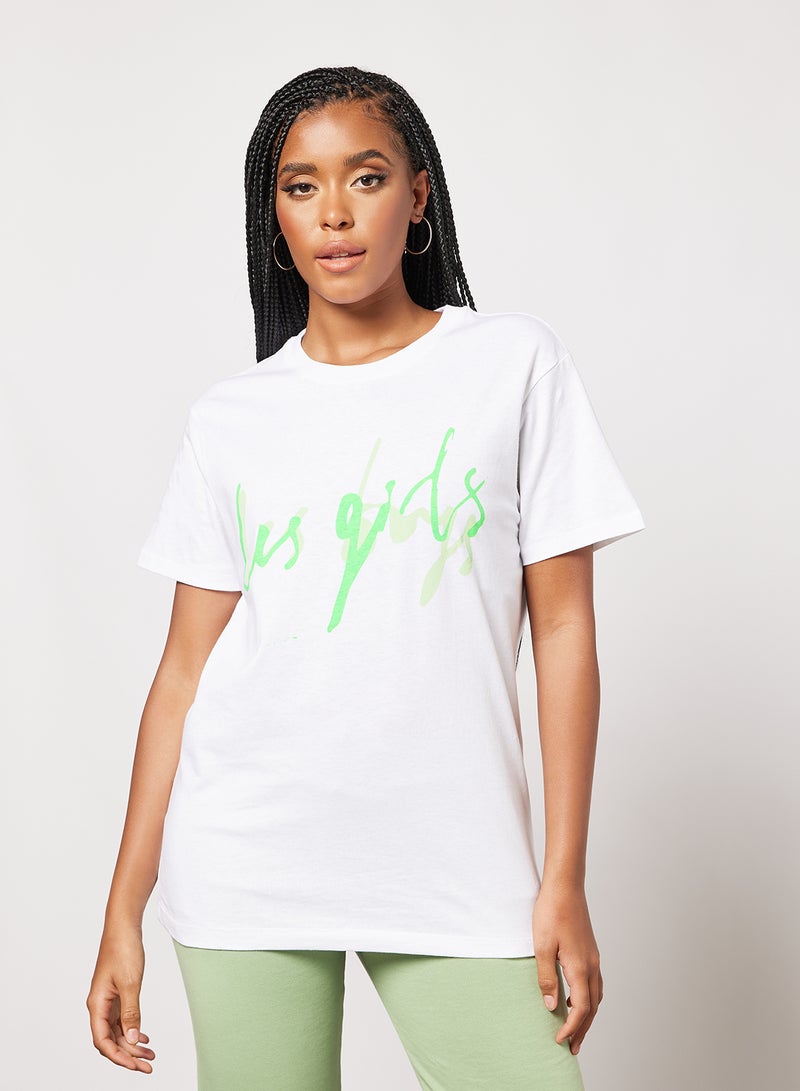 Graphic Text Print T-Shirt White