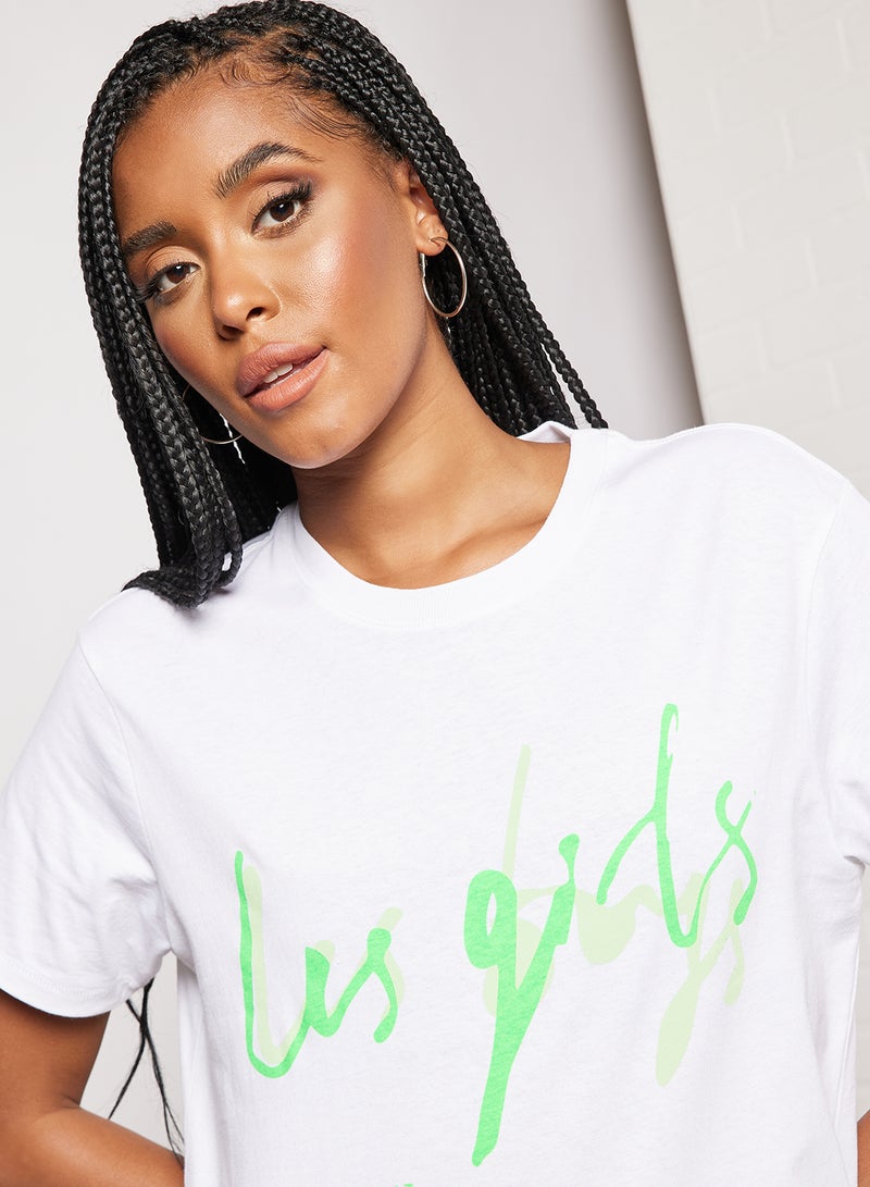 Graphic Text Print T-Shirt White