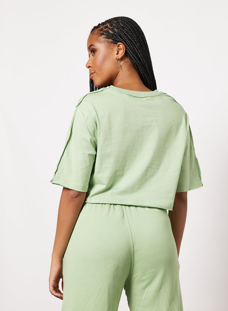 Deconstructed Cropped T-Shirt Green