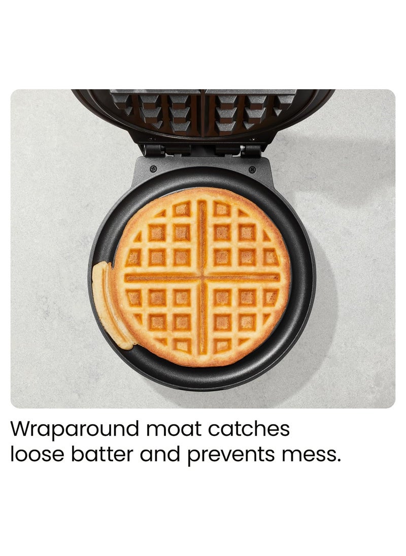 Anti Overflow Belgian Waffle Maker w/Shade Selector, Temperature Control, Mess Free Moat, Round Iron w/Nonstick Plates & Cool Touch Handle, Measuring Cup Included