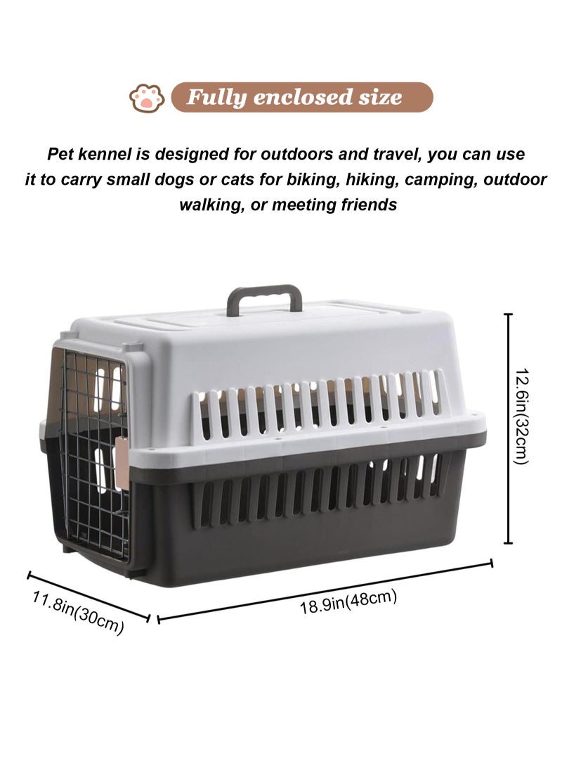 Portable Hard Sided Pet Carrier Carry Breathable Crate Puppy Cage Tote Transport Box Travel Kennel for Cats, Kitten,Dog,Trips Outdoor, Safety closure system, Aeration grids,L 48*W 30*H 32cm