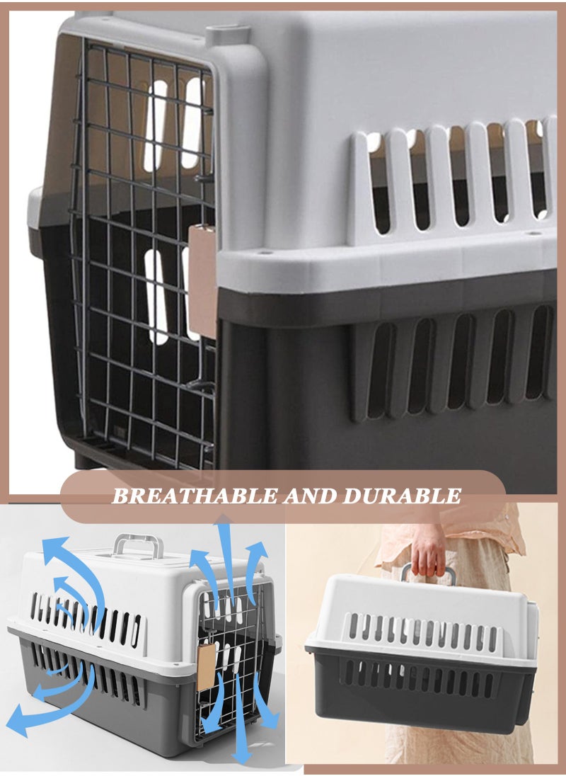 Portable Hard Sided Pet Carrier Carry Breathable Crate Puppy Cage Tote Transport Box Travel Kennel for Cats, Kitten,Dog,Trips Outdoor, Safety closure system, Aeration grids,L 48*W 30*H 32cm