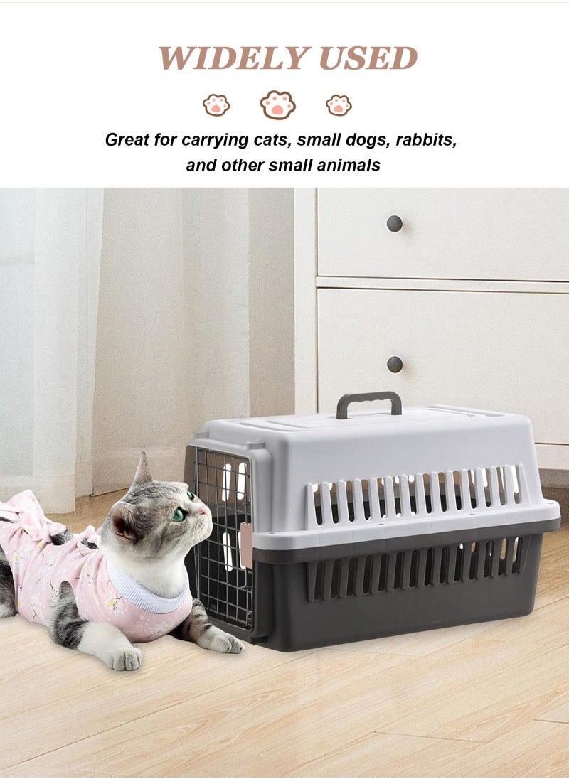 Portable Hard Sided Pet Carrier Carry Breathable Crate Puppy Cage Tote Transport Box Travel Kennel for Cats, Kitten,Dog,Trips Outdoor, Safety closure system, Aeration grids,L 48*W 30*H 32cm