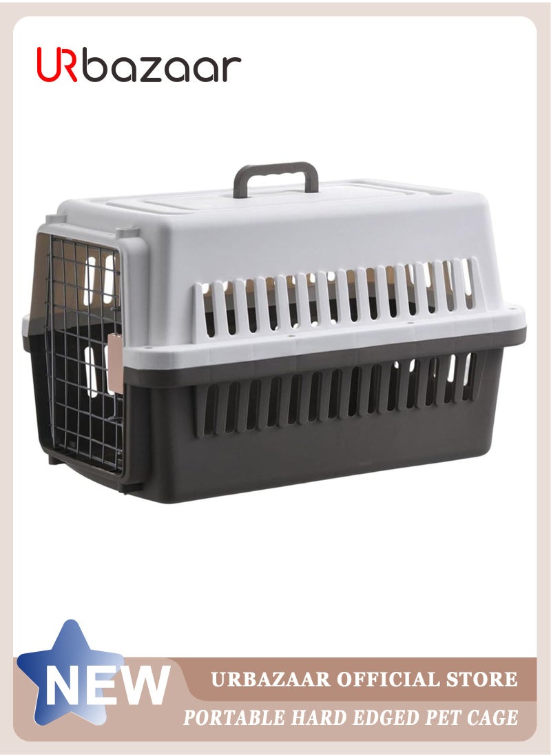 Portable Hard Sided Pet Carrier Carry Breathable Crate Puppy Cage Tote Transport Box Travel Kennel for Cats, Kitten,Dog,Trips Outdoor, Safety closure system, Aeration grids,L 48*W 30*H 32cm