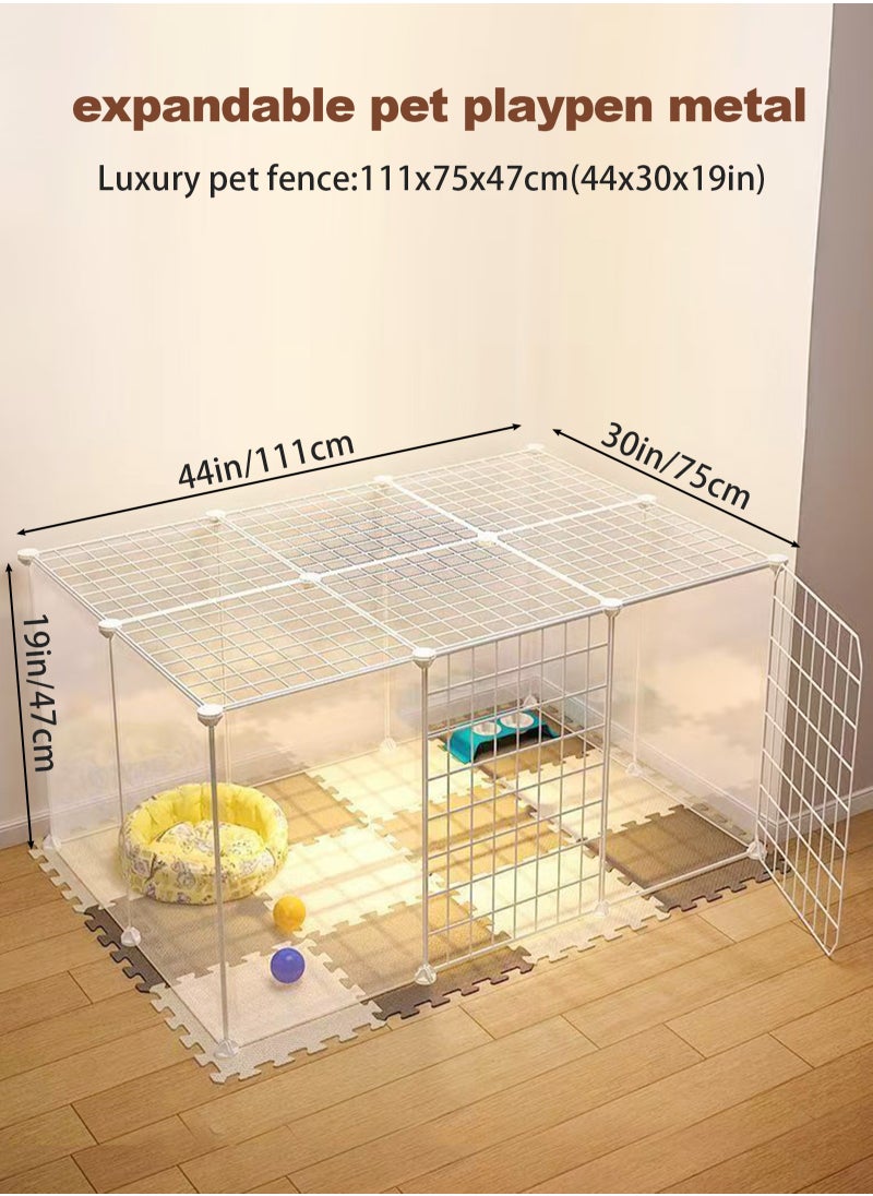 DIY Pet Playpen, Animal Cage Portable pet panels, Rabbits,Dog Cage,Cat Cage Crate Fence Tent for Indoor Outdoor (WHITE)