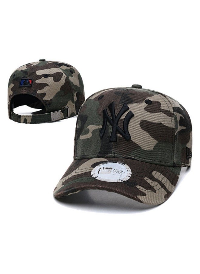 New Era MLB New York Yankees sun hat, mesh hat, outdoor men's and women's sports duckbill hat camouflage military green