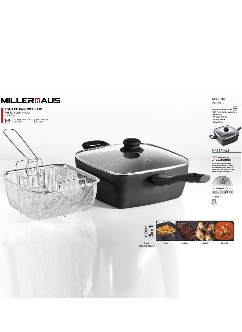 Millerhaus Blossom Sqaure Pan 25.8cm Press Aluminium