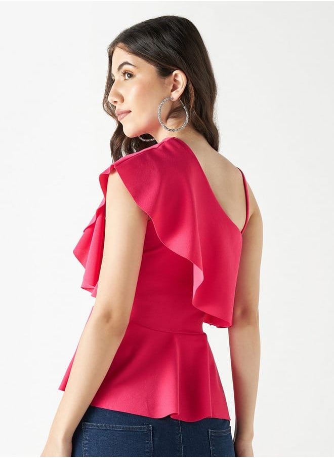 Ruffled One-Shoulder Peplum Top