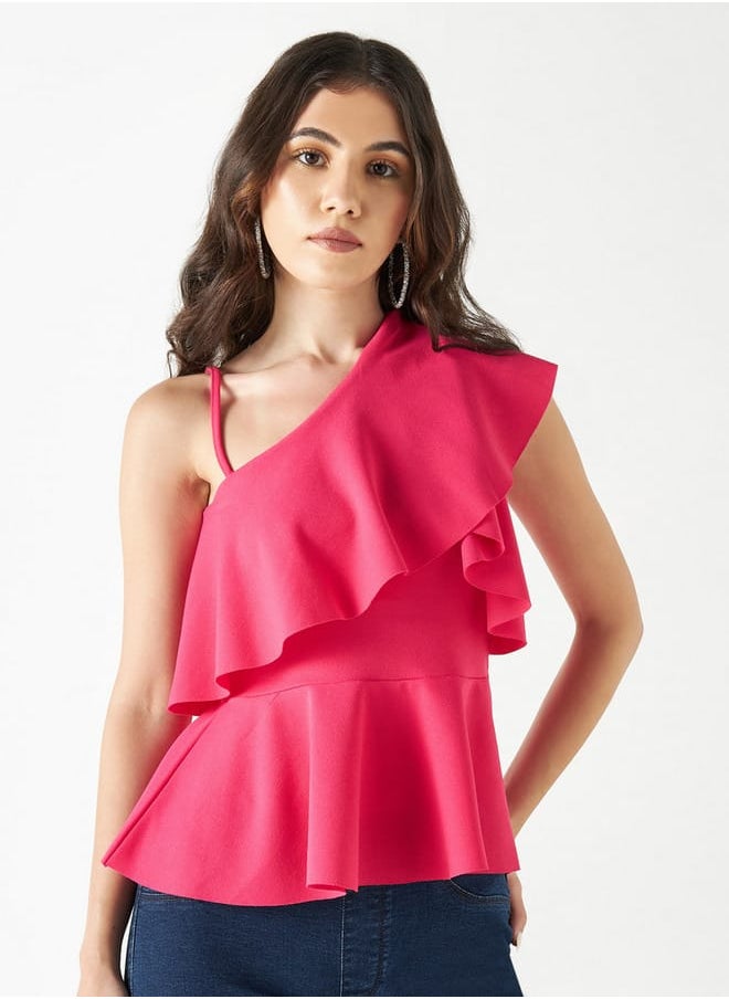 Ruffled One-Shoulder Peplum Top