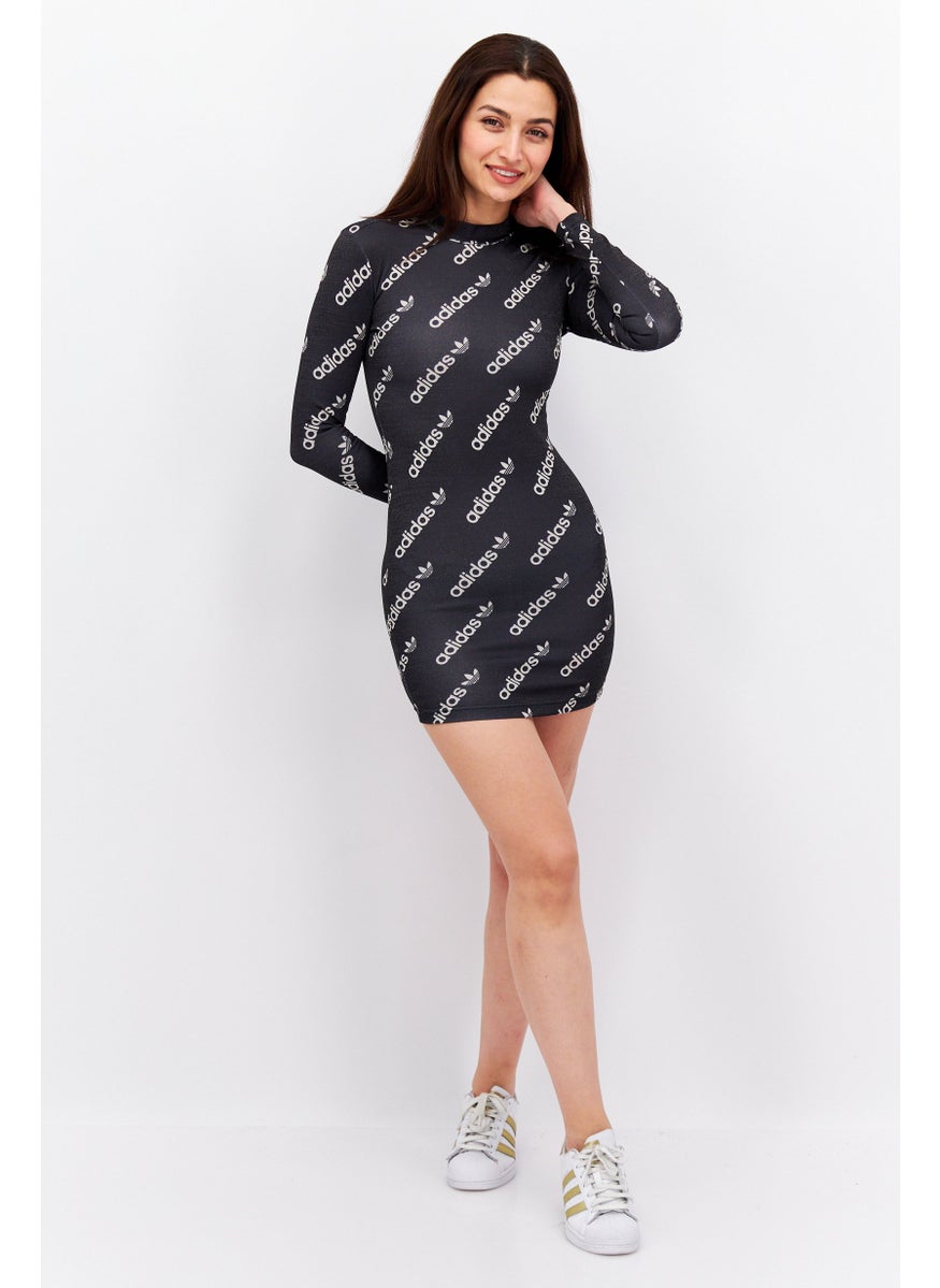 Women Sportswear Fit Brand Logo Bodycon Outdoor Dress, Black