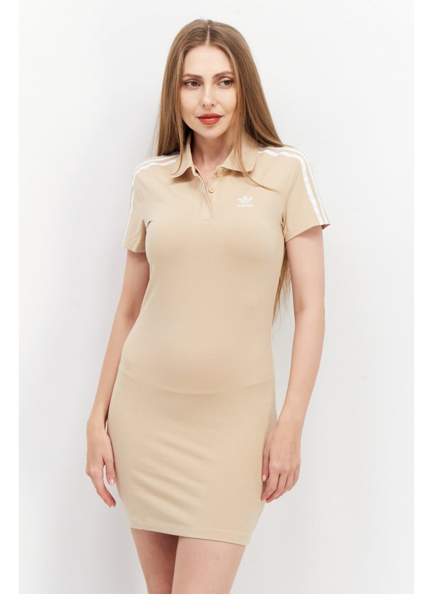 Women Sportswear Fit Short Sleeve Polo Dress, Cream