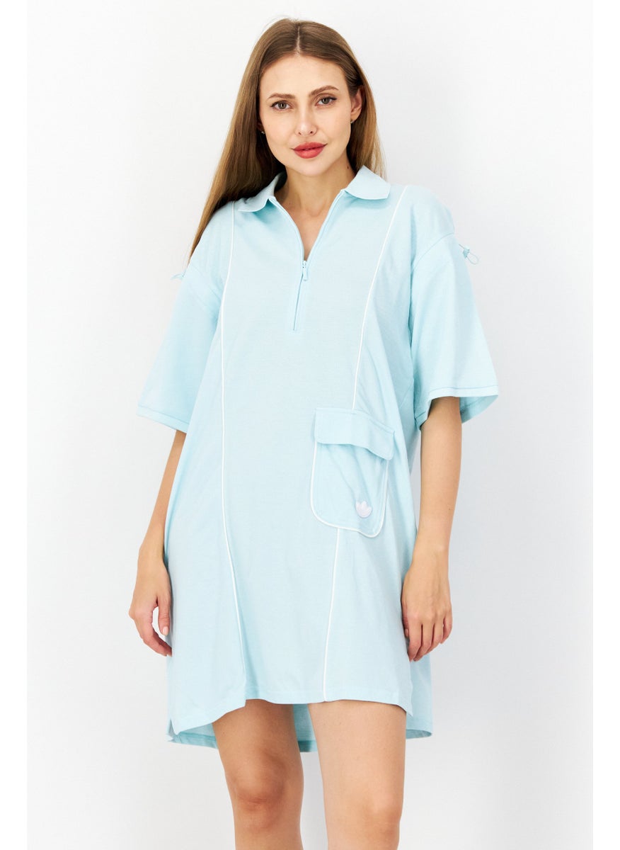 Women Sportswear Fit Short Sleeve Outdoor Dress, Mint Blue