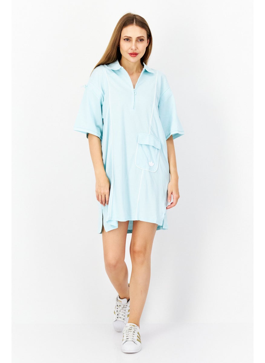 Women Sportswear Fit Short Sleeve Outdoor Dress, Mint Blue