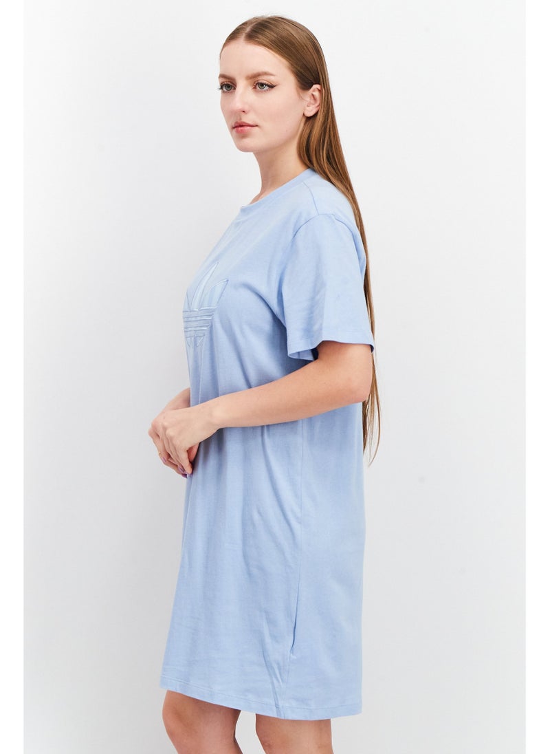 Women Sportswear Fit Embroidered Logo Shirt Dress, Blue