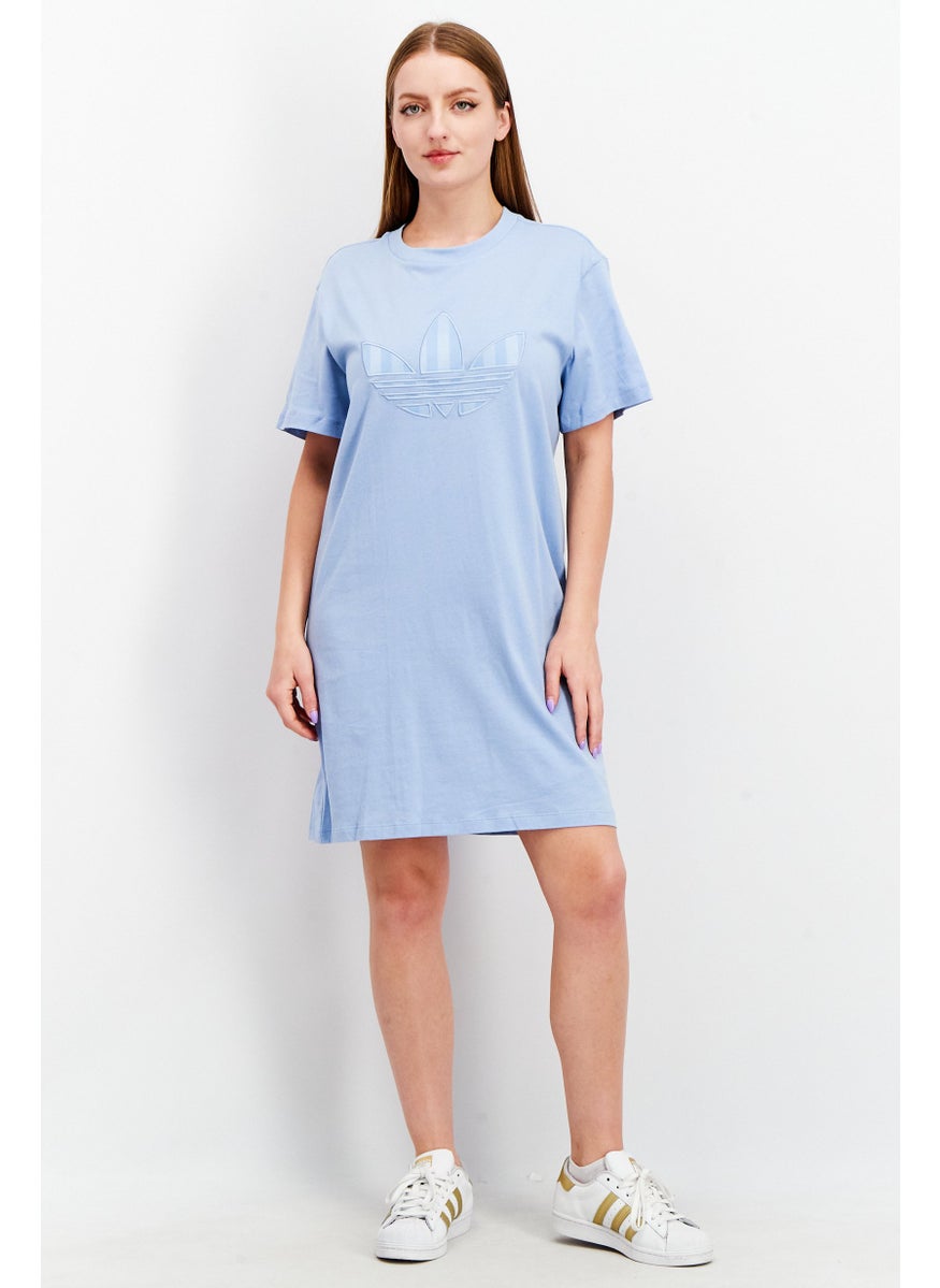 Women Sportswear Fit Embroidered Logo Shirt Dress, Blue