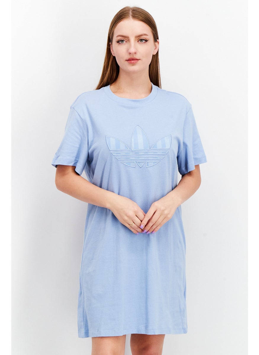 Women Sportswear Fit Embroidered Logo Shirt Dress, Blue