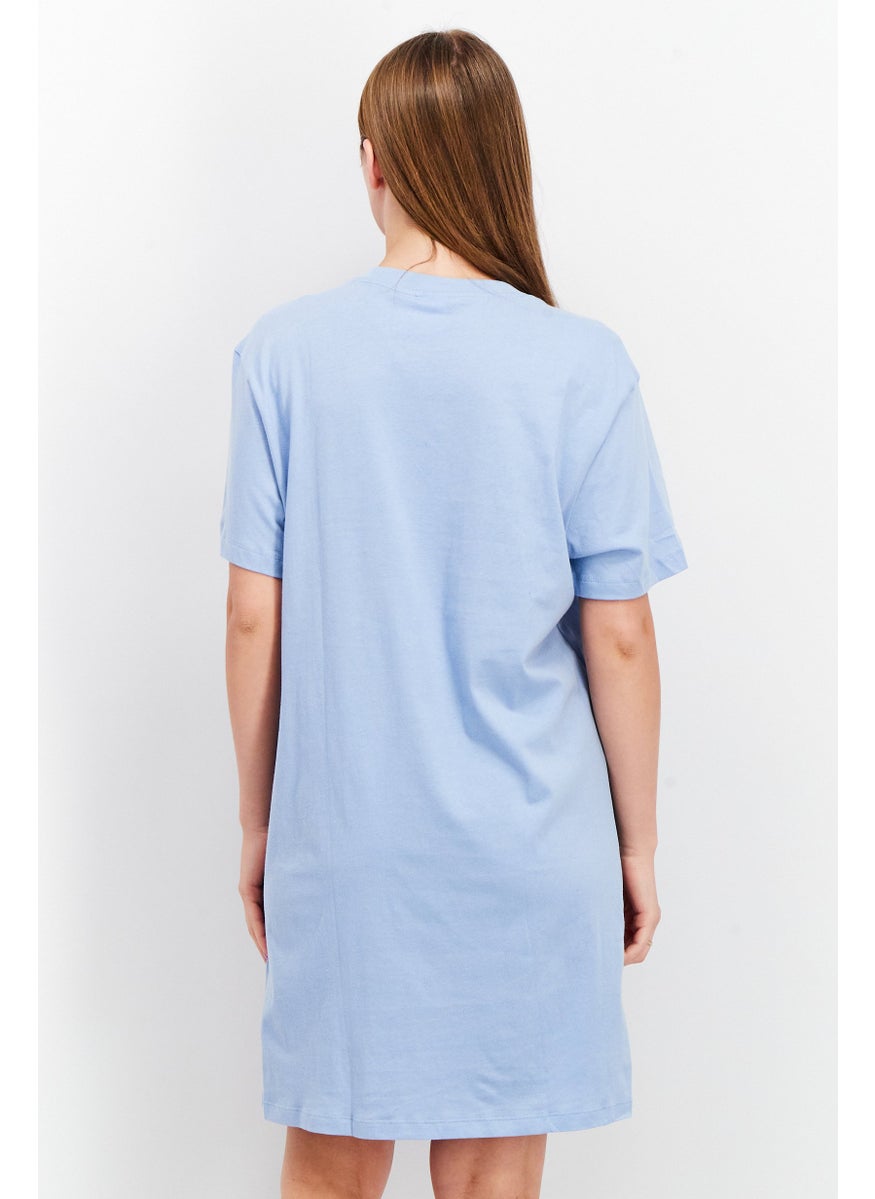 Women Sportswear Fit Embroidered Logo Shirt Dress, Blue