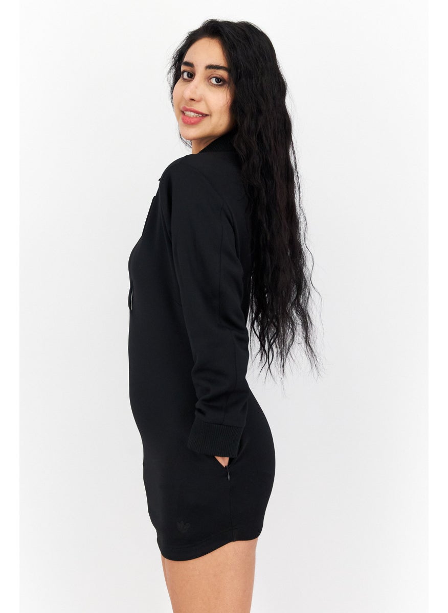 Women Sportswear Fit Long Sleeve Outdoor Spacer Dress, Black