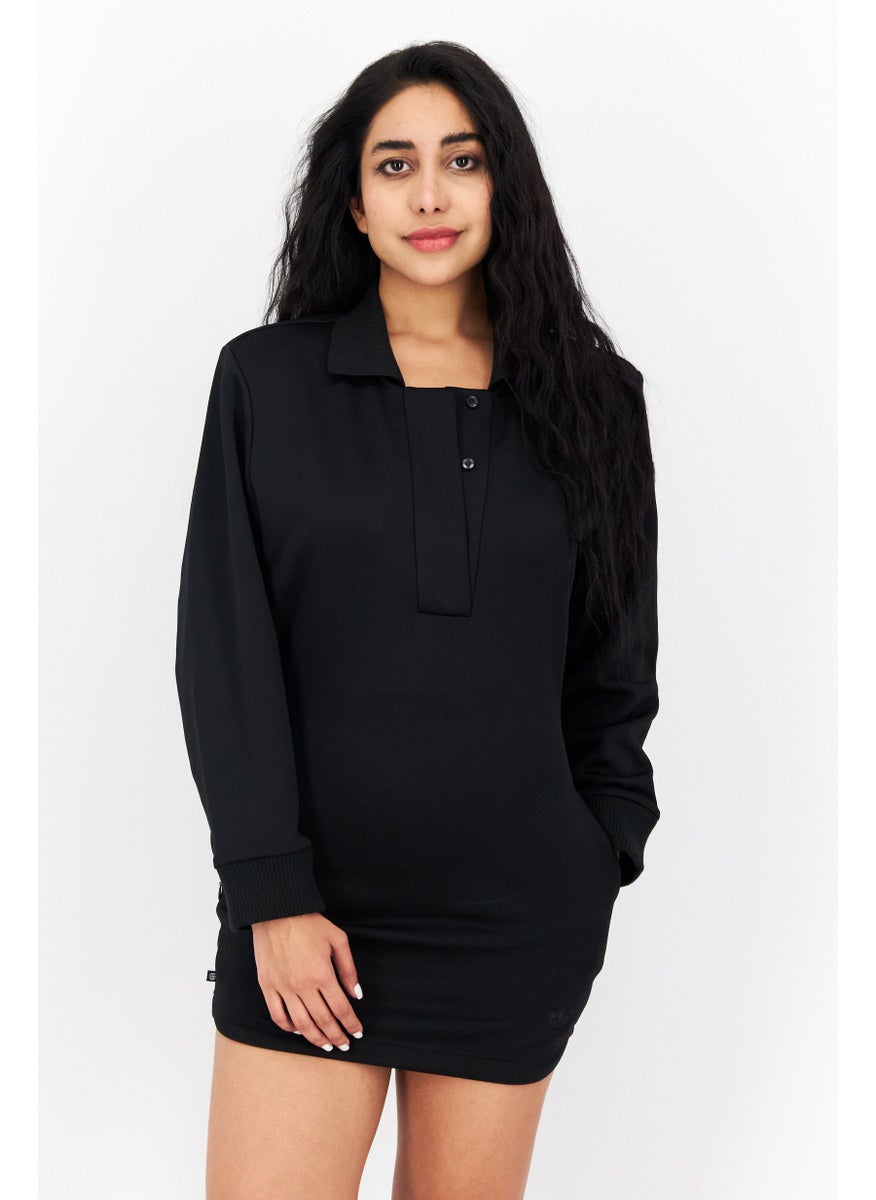 Women Sportswear Fit Long Sleeve Outdoor Spacer Dress, Black