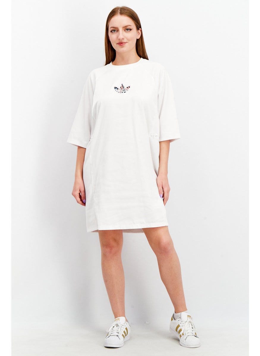 Women Brand Logo Shirt Dress, White