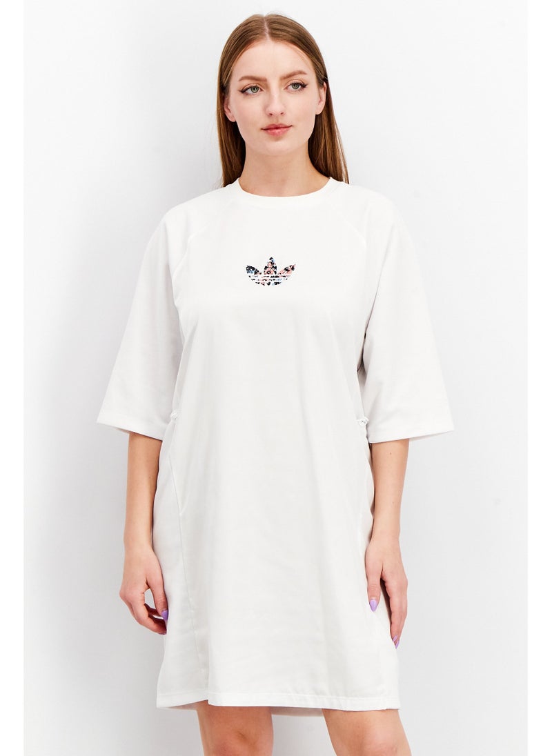 Women Brand Logo Shirt Dress, White