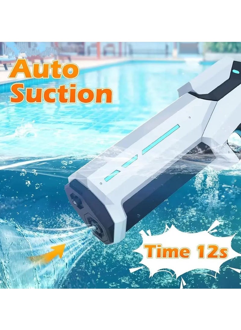 Electric Water Gun with Automatic Water Absorption, 300ml 2-in-1 Spray Gun for Kids & Adults, Water Blaster for Outdoor Fun - White