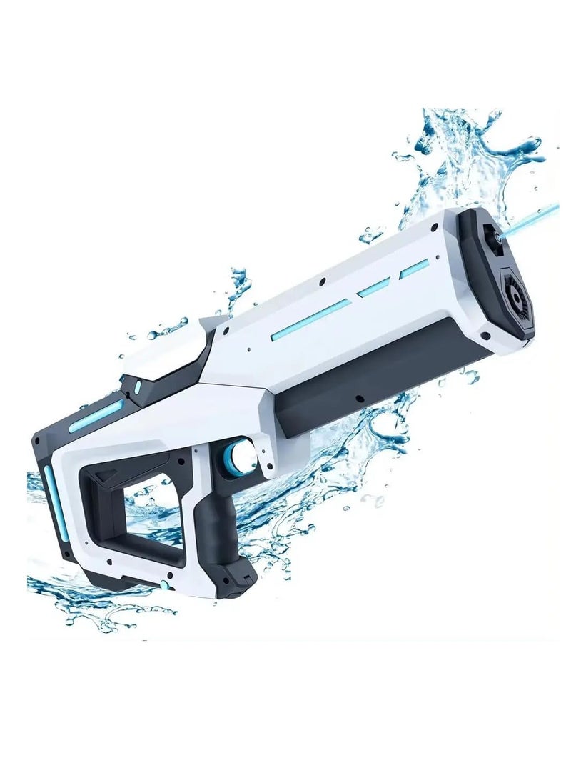 Electric Water Gun with Automatic Water Absorption, 300ml 2-in-1 Spray Gun for Kids & Adults, Water Blaster for Outdoor Fun - White