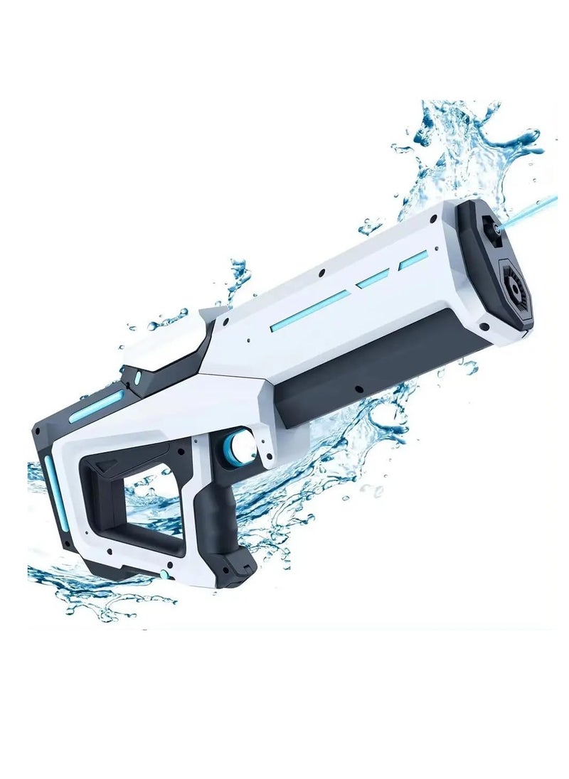 Electric Water Blaster Gun with Automatic Water Absorption, 300ml 2-in-1 Spray Gun for Kids & Adults, Water Gun for Outdoor Play (White)