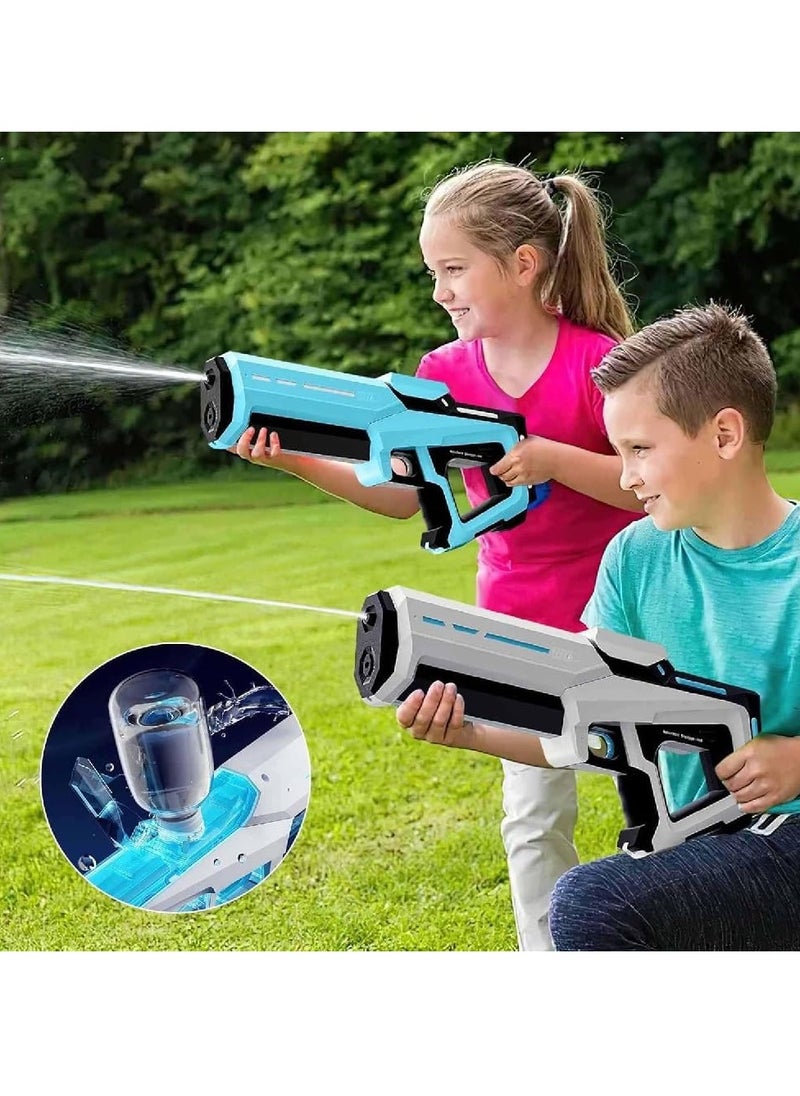 Electric Water Blaster Gun with Automatic Water Absorption, 300ml 2-in-1 Spray Gun for Kids & Adults, Water Gun for Outdoor Play (White)